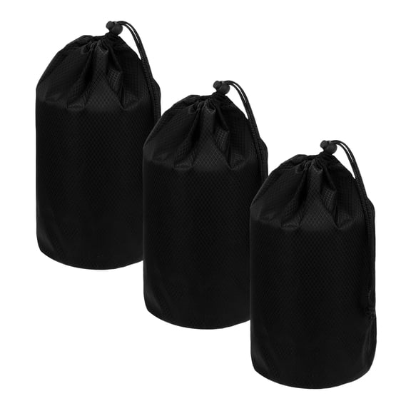 Uxcell Drawstring Bag with Toggle, Cinch Sack and Ditty Pouch Durable Portable Outdoor Ditty Bag 5x10inch & 3Pcs & Black - Fitting for ( Sports/Backpacking/Camping/Traveling)