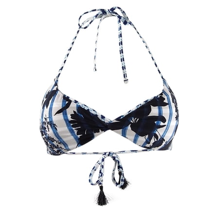 Lucky Brand Women s Reversible Bikini Swim Top Separates Swimsuit (M  Ink Blue)