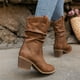 thumbnail image 2 of Amzcrzy Zapatos de mujer,Zapatos de mujer,Zapatillas de mujer, Botas redondas con cremallera retro cálidas para mujer, botas de media pantorrilla Sandalias Mujer Zapatillas De Casa, 2 of 6