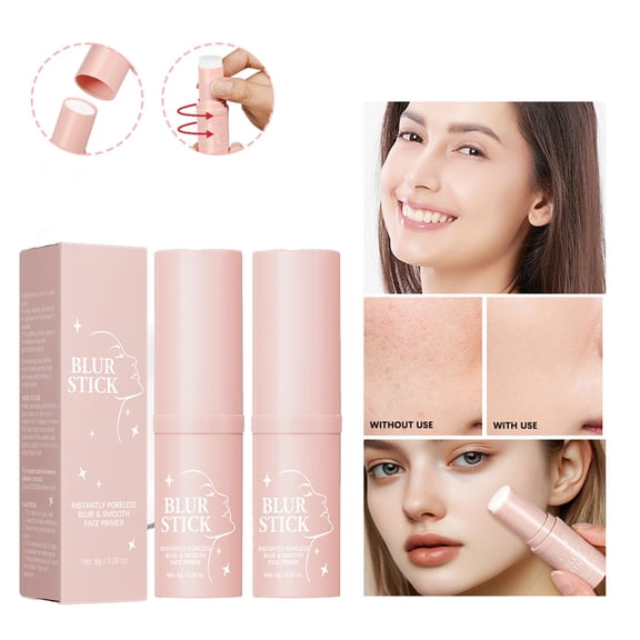 ONLYEOR 2PCS Invisible Pore Stick, Pore Minimizing Stick Instant Blurring, Mattifying Oil Control Blur Stick for Oily Travel-Friendly Solid Blurring Stick