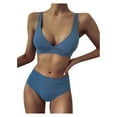 thumbnail image 2 of Teissuly Women Striped Push Up High Cut Hight Waist Bikini Set Two Piece Swimsuit, 2 of 9