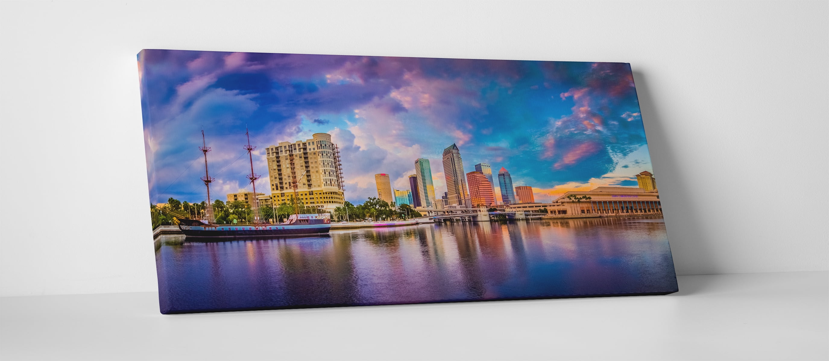 "Tampa Bay Skyline Panoramic" Gallery Wrapped Canvas Wall Art, 45" x 20
