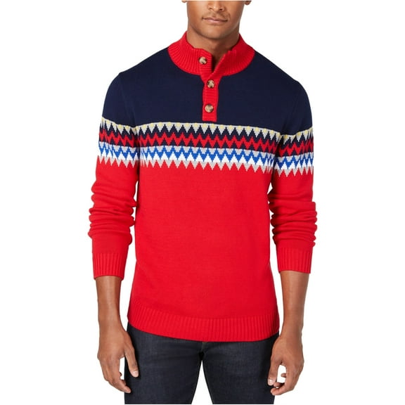 Club Room Mens Fair Isle Pullover Sweater, Red, Large