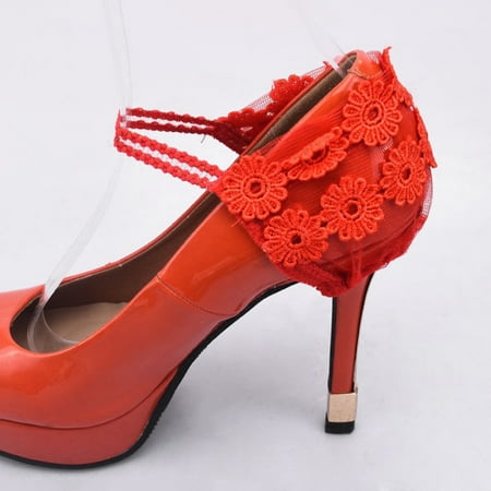 

Ameiqe 1 Pair Anti-drops Heel Straps Non-Slip Anti Slide Lace Heel Straps for High Heels Women Shoes(Red 34-35)