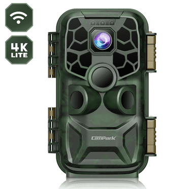 CAMPARK 4K WiFi Trail Camera 24MP Buletooth Deer Game Hunting Camera 3 PIR Sensors with Low-glow Infrared Night Vision Motion Activated IP66 Waterproof 120° Wide Angle for Wildlife Monitoring
