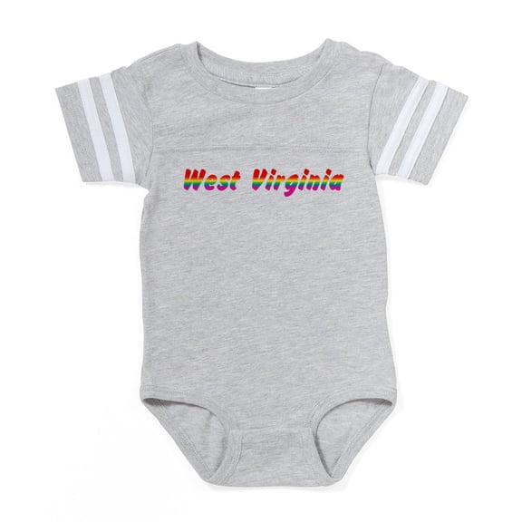 CafePress - W Virginia Rbw Txt - Cute Infant Baby Football Bodysuit