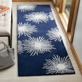 SAFAVIEH Soho Fiesta Celebration Wool Runner Rug, Dark Blue/Ivory, 2'6