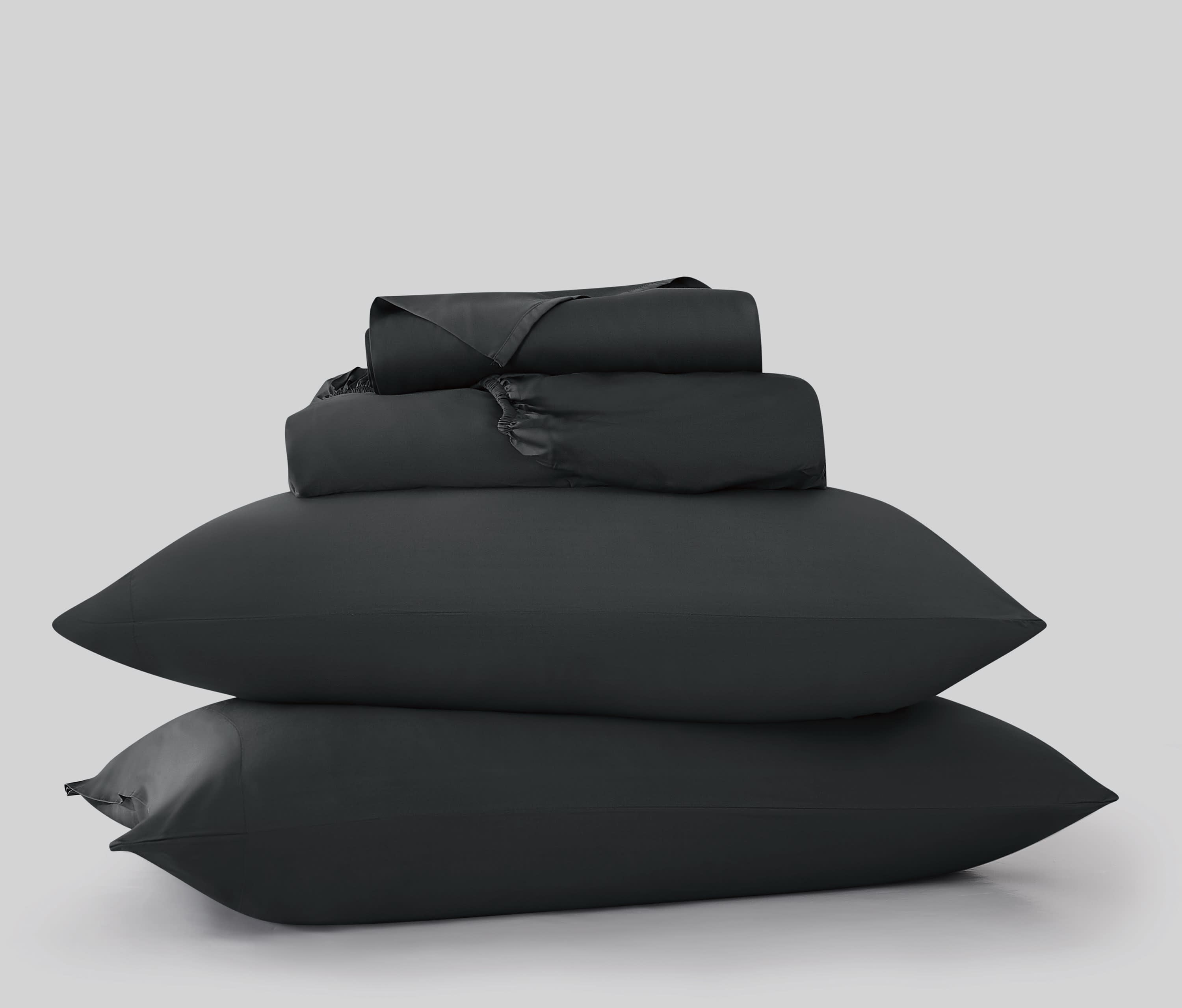 Brooklyn Loom 300 Thread Count Sateen 100% Rayon from Bamboo Deep Pocket 4 Piece Queen Sheet Set in Charcoal, All Season, Adult Size, OEKO-TEX Certified