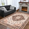 thumbnail image 3 of Lochas Boho Rug Vintage Print Area Rugs for Bedroom Living Room Indoor Low Pile Floor Carpet Home Decor,5'X8',Brown, 3 of 7