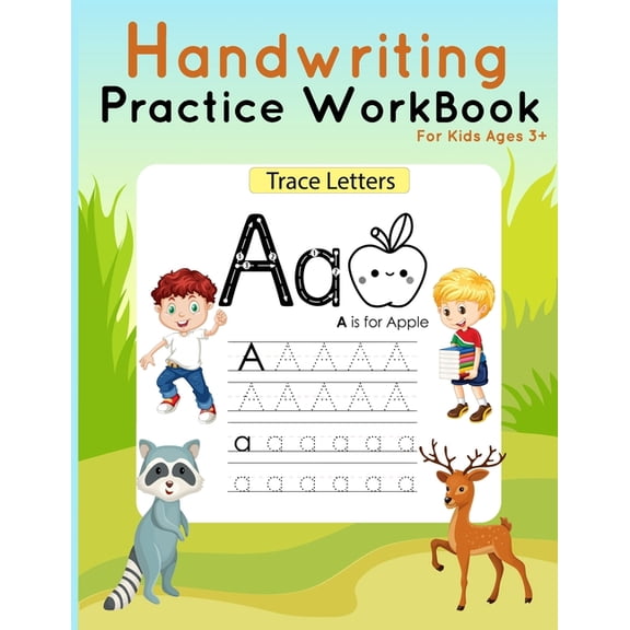 Trace Letters workbook: Handwriting Practice workbook for kids, kindergarten workbook writing words Plus coloring little images in every word of the ABC, Ages 3-6 (Paperback)