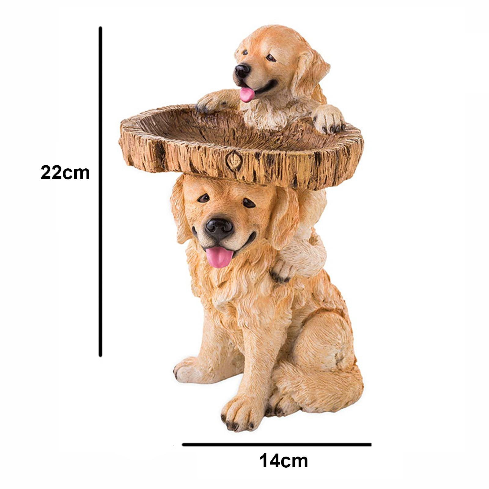 Colaxi Dog Statue Figurine Garden Bird Bath Bowl Deck Outside Fence Resin Feeder Animal Sculpture for Park,Railing,Courtyard,Outdoor
