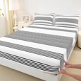 thumbnail image 5 of Castle Fairy Minimalist Horizontal Band Bed Sheets 4-Piece,Retro Solid Stripe Full Size Sheets,Black White,1 Flat Sheet, 1 Fitted Sheet and 2 Pillowcases, 5 of 7