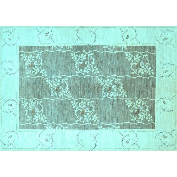 Ahgly Company Indoor Rectangle Abstract Light Blue Contemporary Area Rugs, 2' x 3'