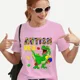 thumbnail image 2 of Camiseta de autismo Rex, camisetas del mes de concientización sobre el autismo, camisetas de dinosaurios, camisetas de manga corta rosa para mujer, camisetas unisex Y2k, ropa para mujer, 2 of 5