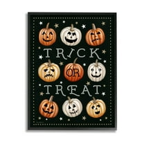 Stupell Industries Trick Or Treat Jack-o-Lanterns Graphic Art Black Framed Art Print Wall Art, Design by Elizabeth Tyndall