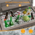 thumbnail image 4 of Dovov 120 Qt Rolling Cooler Cart, Portable Patio Cooler Outdoor Ice Chest Beverage Bar Cart w/ Wheels, Bottle Opener, Cap Collector, Stainless Steel Lid & Bottom Storage Tray, Brown, 4 of 16