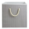 thumbnail image 4 of Better Homes & Gardens Collapsible Fabric Cube Storage Bin, Grey Stripe, 4 of 6