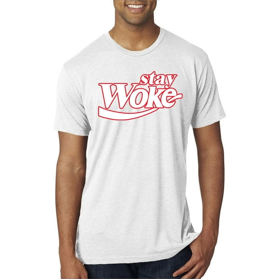 Wild Bobby Stay Woke, Classic Iconic Soda Logo Parody Men Premium Tri Blend Tee