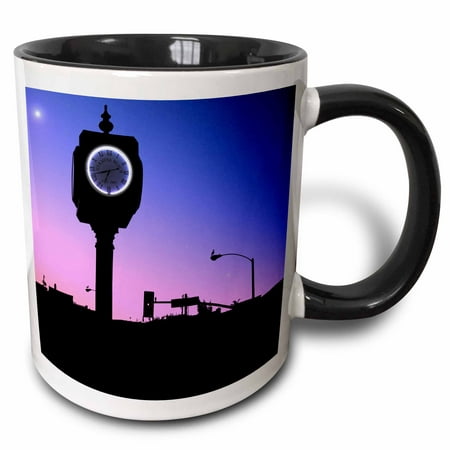 3dRose Hermosa Beach At Sunrise photographic silhouette of Hermosa Beach in morning - Two Tone Black Mug,