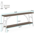 thumbnail image 2 of Tribesigns 70.8”Sofa Tables, Extra Long Console Tables for Entryway, 2 Tier TV Stand with White Steel Frame for Living Room, Walnut White, 2 of 5