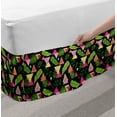 thumbnail image 2 of Tropical Bed Skirt, Modern Pattern with Exotic Jungle Leaves and Colorful Triangles, Elastic Bedskirt Dust Ruffle Wrap Around for Bedding Decor, 4 Sizes, Charcoal Grey Multicolor, by Ambesonne, 2 of 2