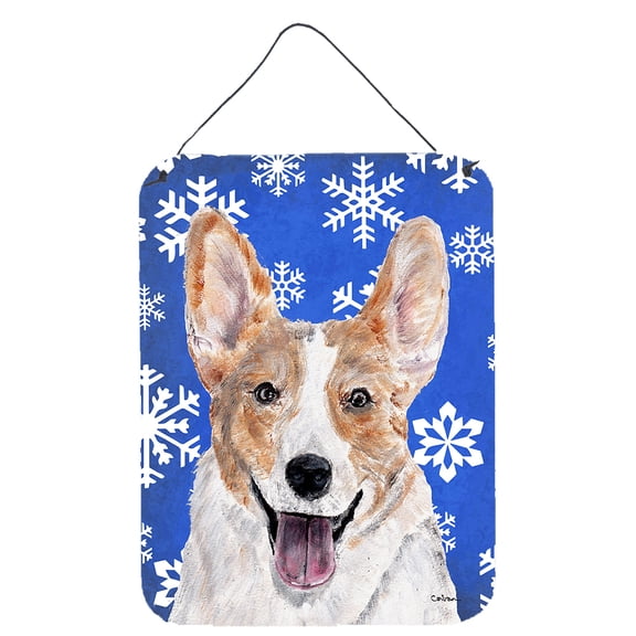 Cardigan Corgi Winter Snowflakes Wall or Door Hanging Prints