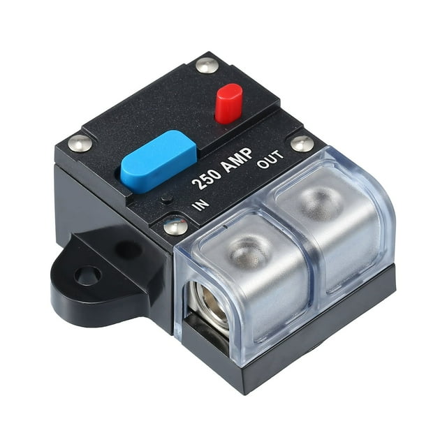 Unique Bargains 1 Ensemble DC 12V-24V Fusible Titulaire 250A Auto Audio Disjoncteur Réinitialiser Fusible Titulaire en Alliage de Zinc Noir