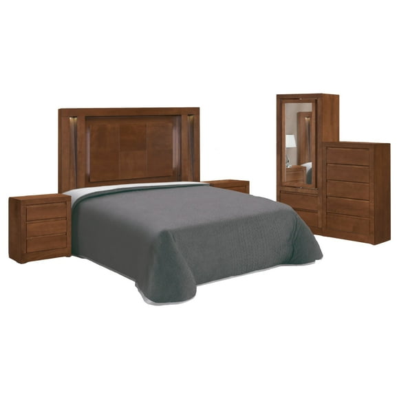 Recamara King Size Kessa Muebles Nogal 230 x 190 x 13 cm