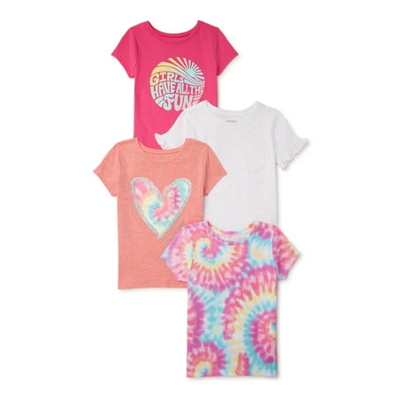 

Garanimals Baby Girl & Toddler Girl Graphic & Pocket Short Sleeve T-Shirt Multipack 4-Pack Sizes 12M-5T