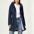 thumbnail image 6 of HappyYEE Women's Rain Coat with Drawstring Waist Plaid Lined Hooded Windbreaker Lightweight Waterproof Rain Jacket with Pockets L, 6 of 9