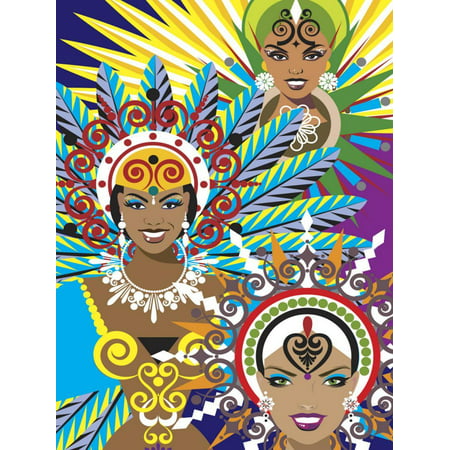 Women in Costumes for Carnival in Rio De Janeiro, Brazil Print Wall Art