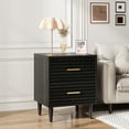 thumbnail image 4 of Black Night Stand Set of 2, Bedside Table, Nightstands with Drawer Storage Bed Side Table End Table Large Modern Wood Wide Bedside Stand Mid Century Night Stands for Bedroom Living Room Sofa Couch, 4 of 11