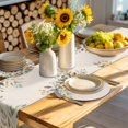 thumbnail image 4 of Orange Green Eucalyptus Leaves Round 13 Inch Placemats Set of 6, Fall Botanical Rustic HeatResistant Non Slip Place Mats for Dining Table, Wipeable Braided Kitchen Table Mats for Housewarming, 4 of 9