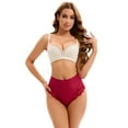 thumbnail image 4 of DARING DIVA Women's High-Waisted Underwear Thong Briefs Lace Trim Panties Wine Red L, 4 of 6