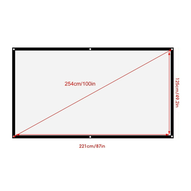 Kit d'Écran de Projection, Rideau Projecteur Portable Épais 16:9 Anti-Pli en Polyester Blanc Doux pour Projection de Cinéma Maison Conférence Camping Extérieur Film