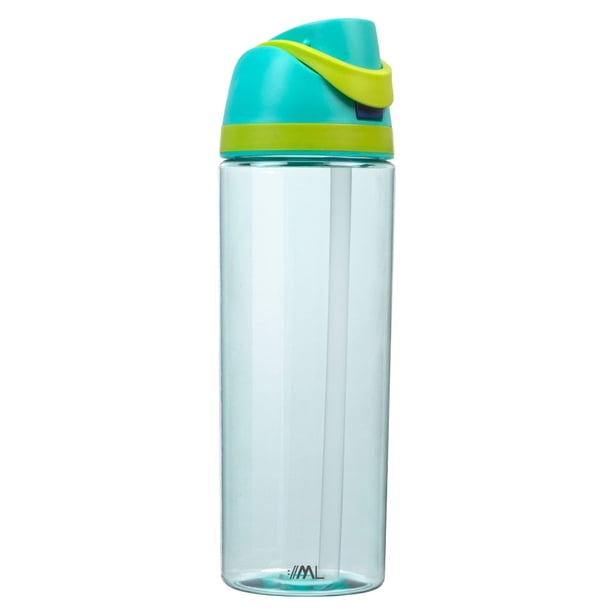 MAGMALIFE Termo Boost Clear 710 ml, Botella Transparente con Popote y Tapa Dual, Antiderrames, Tritan Resistente, Apertura Rápida, Asa Integrada, Libre de BPA (Aqua)
