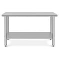 thumbnail image 1 of YUSAZENS 60 x 24 x 35 Inch Double Layer Stainless Steel Workbench, Stationary Prep Work Table No Casters and No Rear Back Panel for Home Workshop, 1 of 8