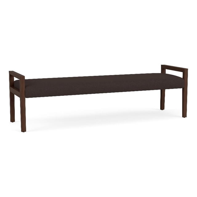 Pemberly Row Waiting Reception 3 Seat Bench Wood Frame in Brown
