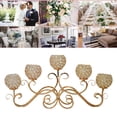 thumbnail image 2 of 5 Arms Crystal Candelabra Candle Holders Table Wedding Centerpiece Golden, 2 of 7
