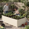 thumbnail image 3 of Dextrus 6x3x3ft Galvanized Raised Garden Bed Kit with Support Rod & Gloves, Outdoor Patio Planter for Vegetables Flowers Plants, Cream White, 3 of 6