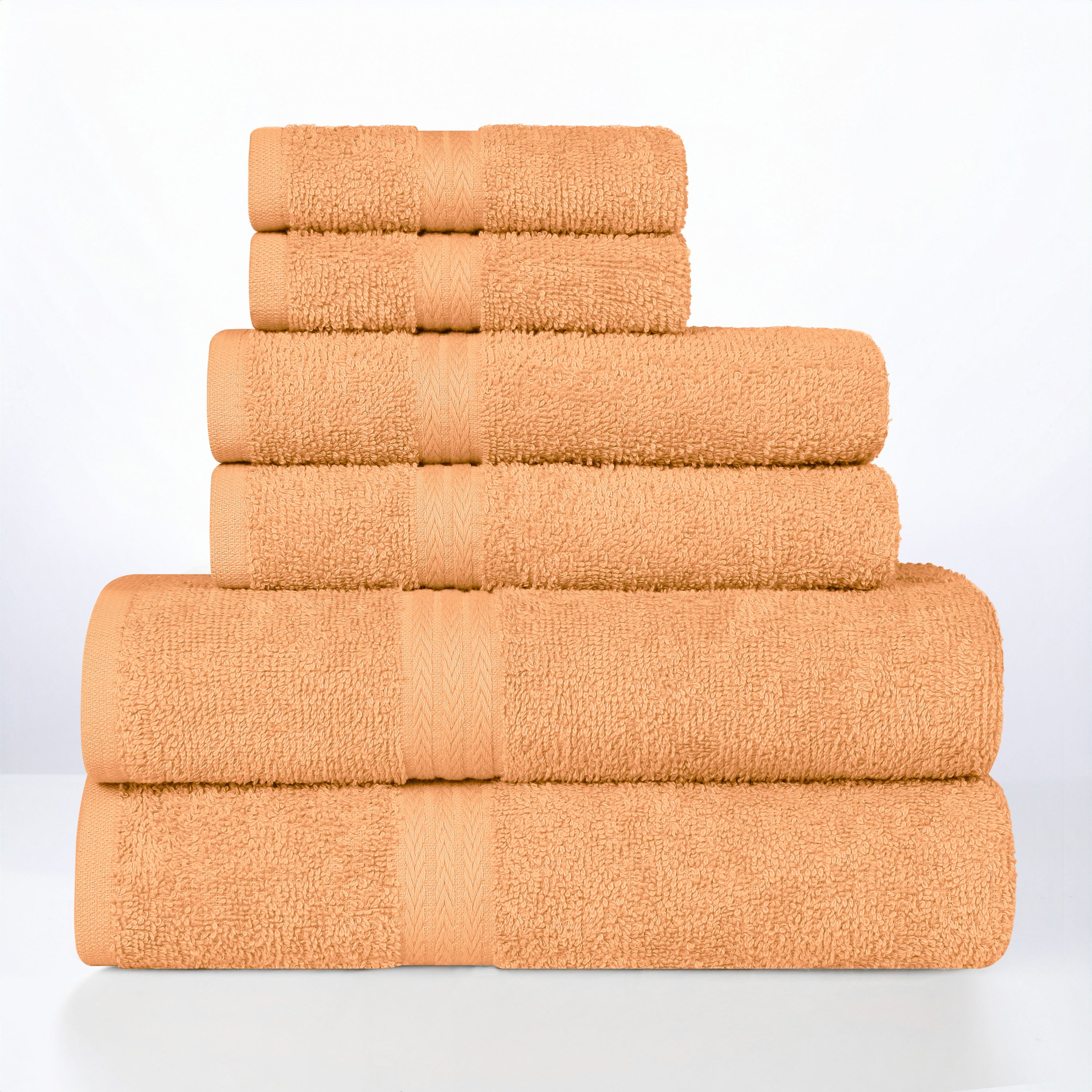 Superior Miami 100% Cotton Lightweight 6-Piece Towel Set, Peach