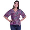 thumbnail image 3 of Moomaya Printed Wrap Over with Belt Style Top For Women Printed V-Neck Casual/Formal Top, 3 of 6
