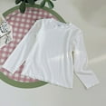 thumbnail image 2 of Odeerbi Kids Girls Long Sleeve Tees Cotton Basic Layering T-shirt 2-8 Years Casual Solid Color Ruffled Base Layer Shirt Round Neck Top White, 2 of 5