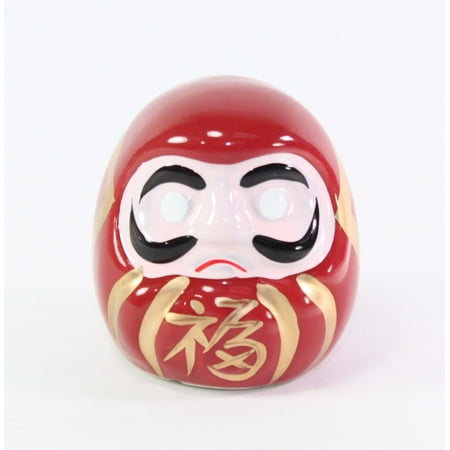 Small Red Wishing Blank Eyes Porcelain Daruma Good Luck Doll (Good Luck Best Wishes)