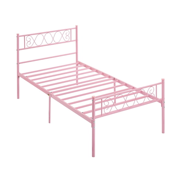 Heart-Shaped Metal Bed Frame with Headboard and Footboard – Sturdy Platform, Under Bed Storage – No Box Spring Needed – Twin, Full, Queen Sizes