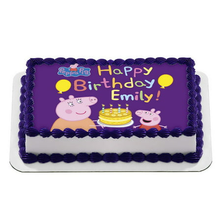 Peppa Pig Quarter Sheet Edible Photo Birthday Cake Topper. ~ Personalized! 1/4