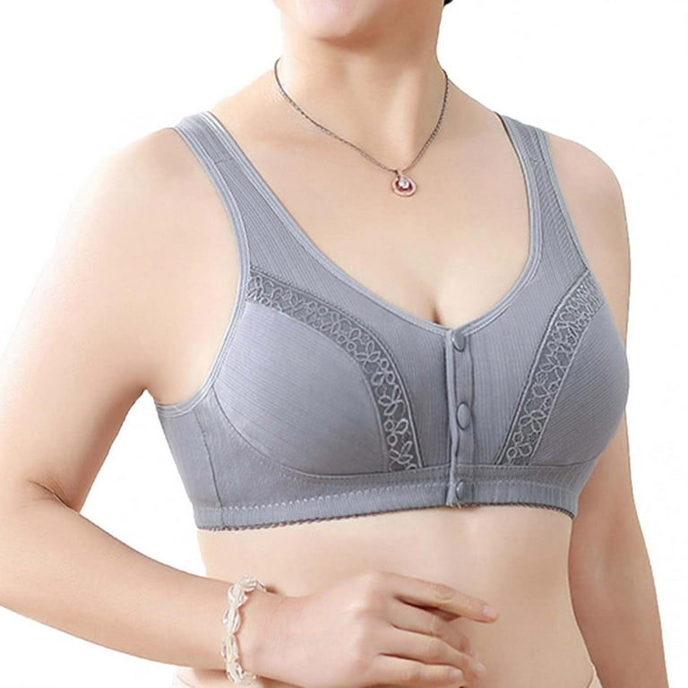 Women's Bras Front Fastening Bras Non Wired Support Bras Push Up Bras for Older  Lady Comfy Sports Bras Elderly Padded Bras Button Wide Strap Vest Tops  Gathering and Breathable Underwear 