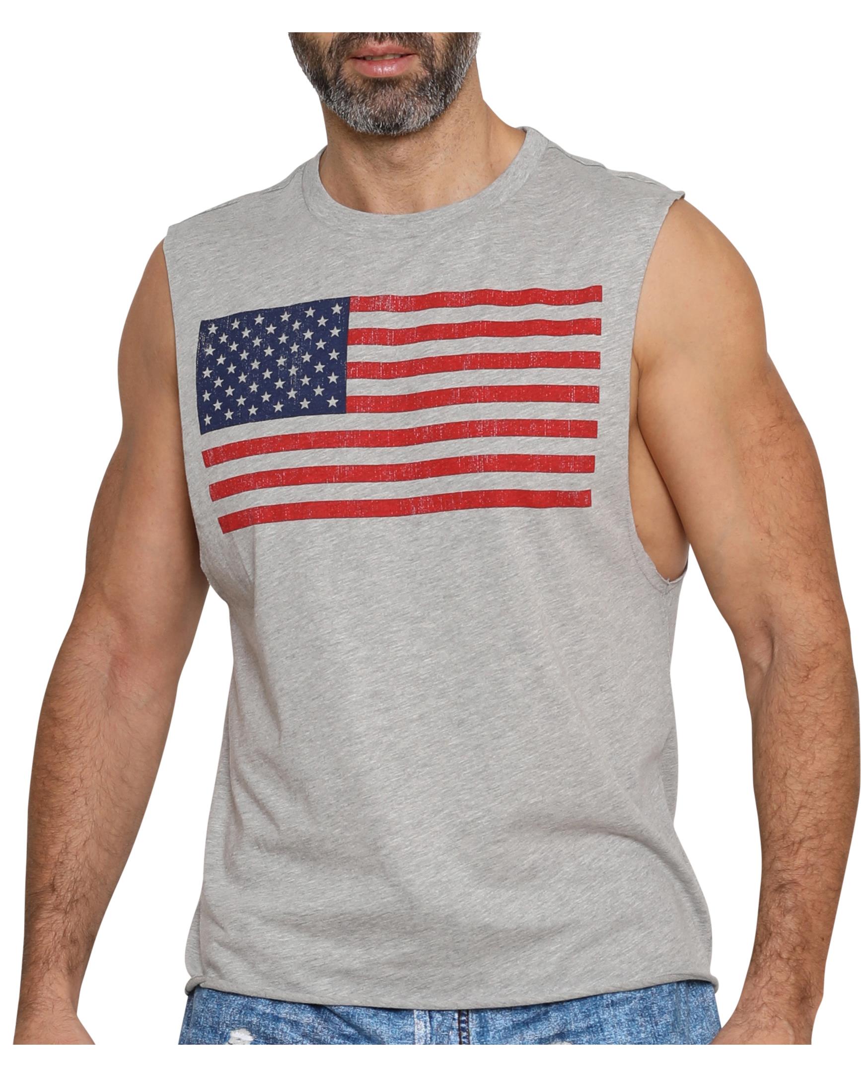 Prestigez Men's American Flag Muscle Tank Top and Boxer Shorts USA