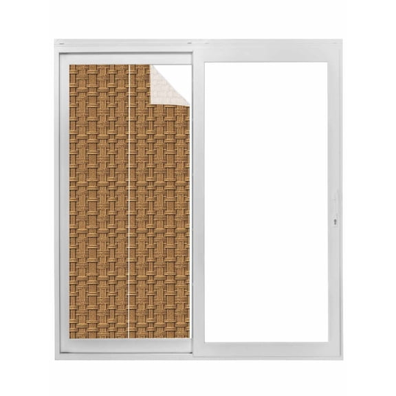 Vintage Rattan Window Privacy Film, Minimalist Abstract Wicker Texture Brown Static Cling UV Sun Blocking Tint Film Heat Control Windows Films for Bedroom Bathroom, Window Stickers 29.5"x78.7"