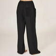 thumbnail image 5 of Huesdet Women's Cotton Linen Pants,Summer Wide Leg Casual Loose Drawstring High Waist Palazzo Pants Trousers with Pockets(Black,XL), 5 of 8